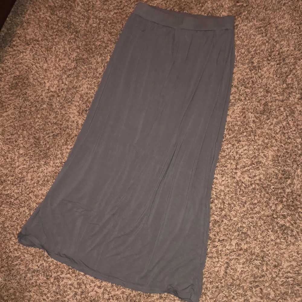 Gray Plain Maxi Skirt